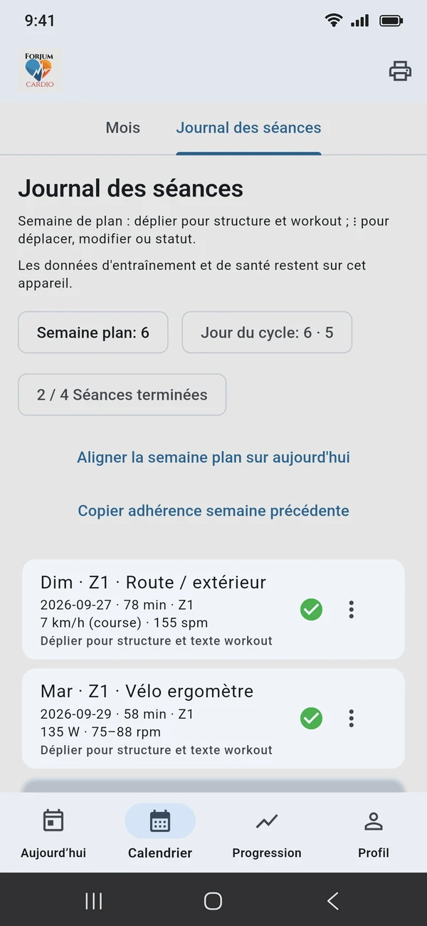 Android · Journal des séances